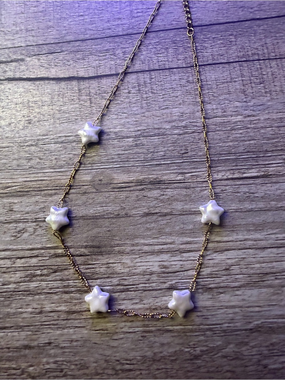 Star Bead Gold-Plated Necklace in White - Women's Jewelry